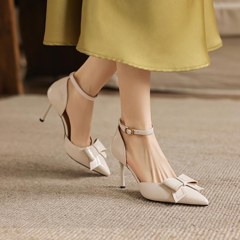 Sheepskin French Pointed Thin Heel High Heels for Women, Single Shoes for Commuting and Dating, Versatile Women's Shoes