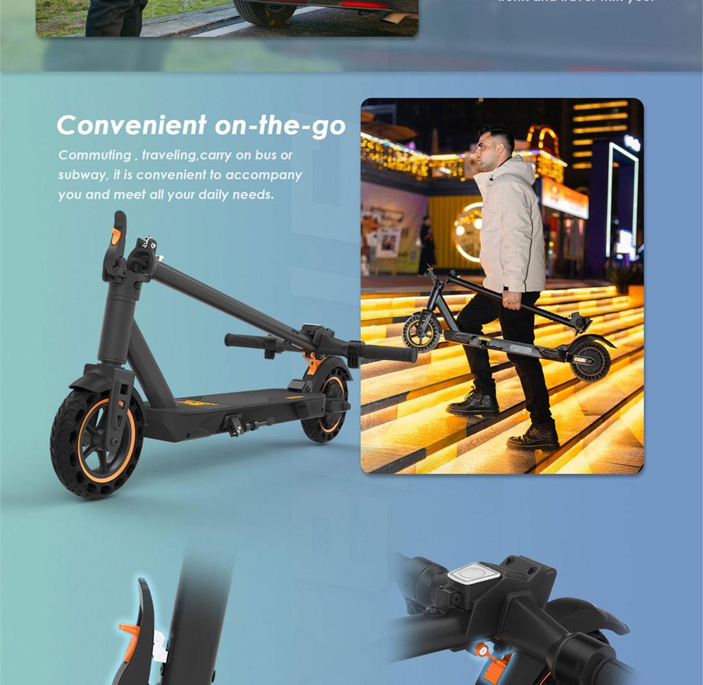 KuKirin S1 Max Electric Scooter 8 Inch Tire Escooter 350W36V10.4Ah Foldable Electric Scooter 30KM/H Max Speed 39km Range