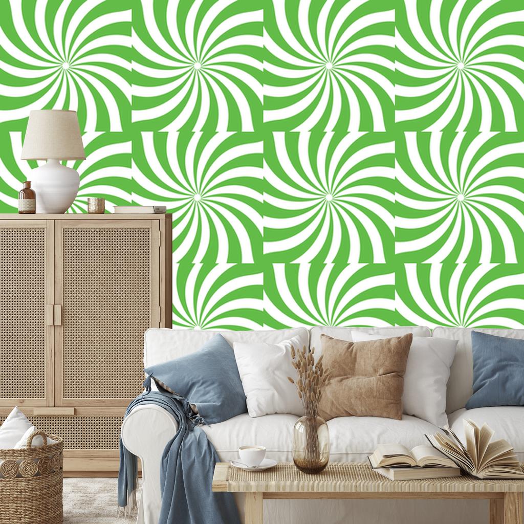 Hippie Wallpaper Background Green and White for Living Room and Bedroom 50x1000