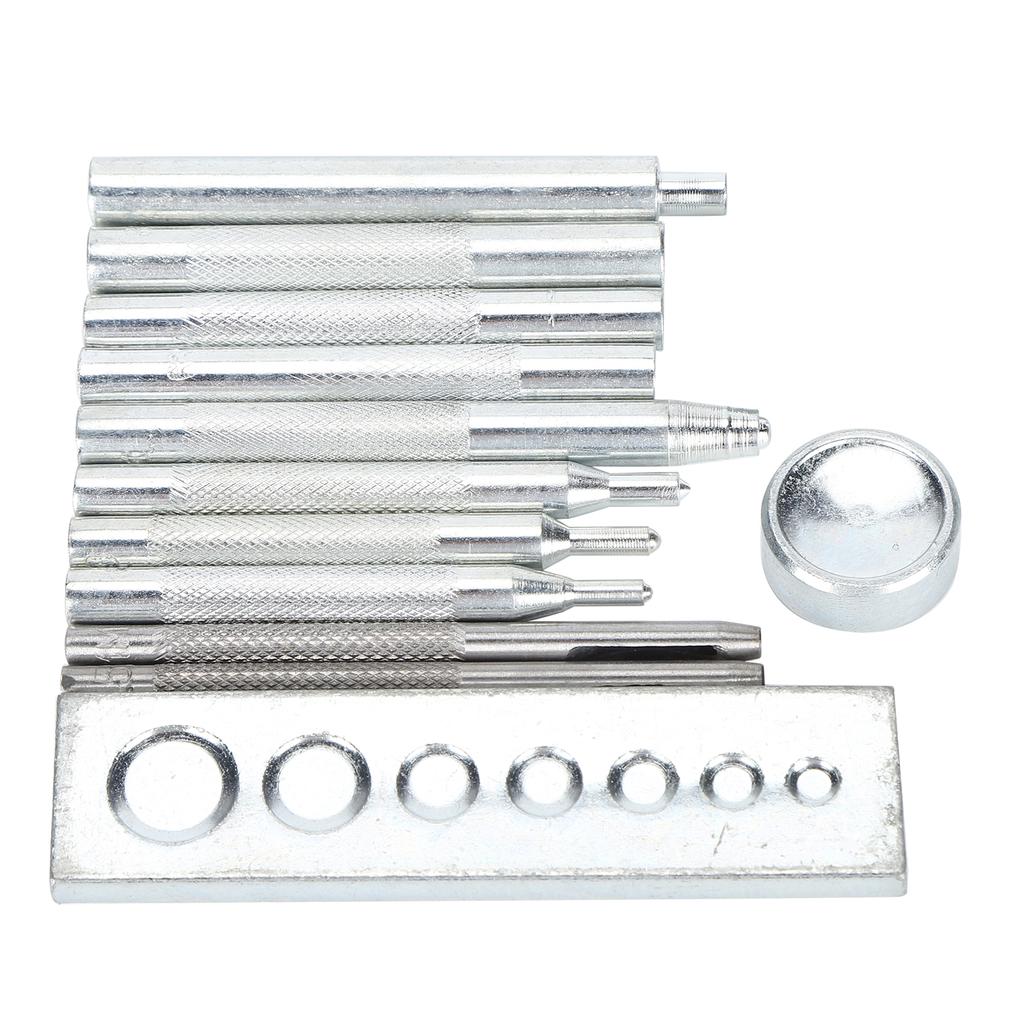 Snap Button Punch Base Set Stainless Steel DIY Leather Setting Tool for Hole Install Button
