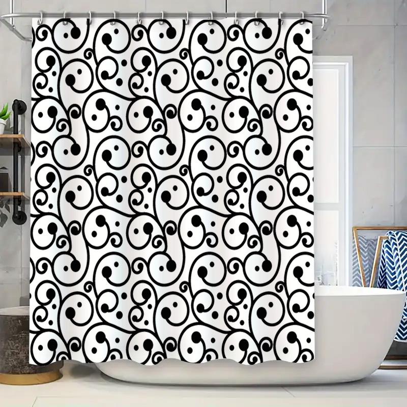 

Bathroom Shower Curtain With Happy Faces Pattern For Kids Decor In White Black W60H190(CM)-1 Pcs