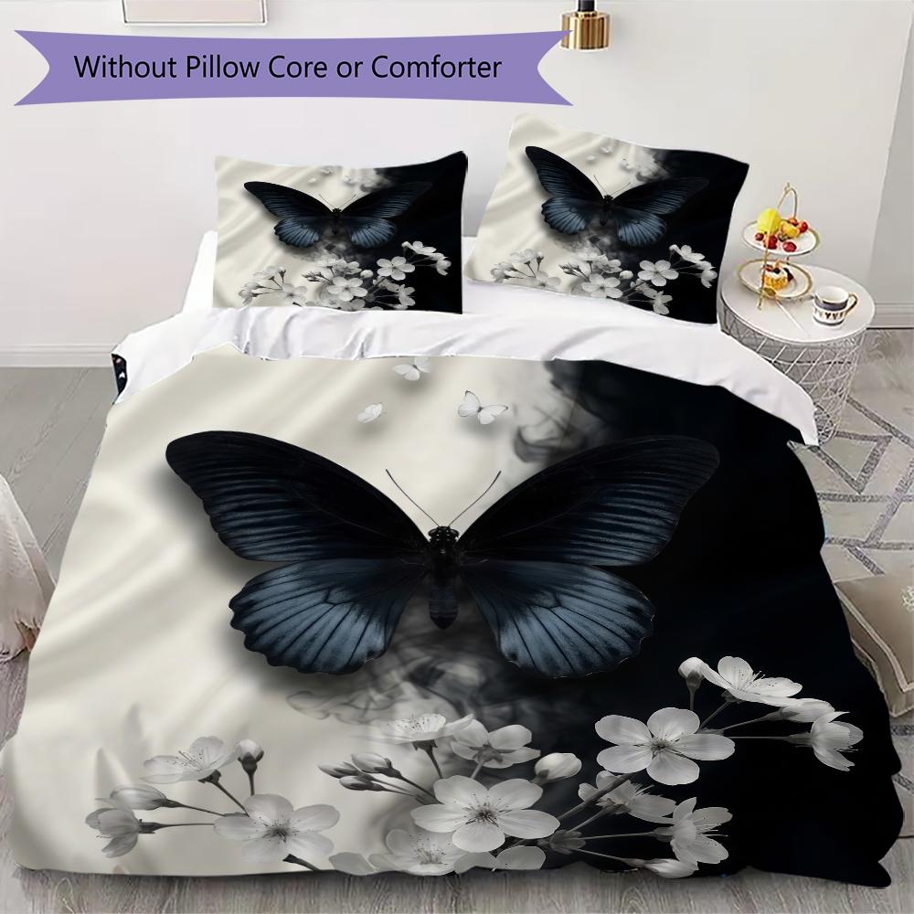 Silk Monochrome Pattern Bedding uilt Set uilt Cover Pillowcase Home Decoration Birthday Gift (1 * duvet cover + 2 * pillowcase without core)