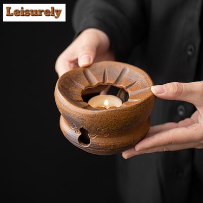 Retro Grobe Soße Glasur Warmer Tee Stövchen Röstender Teeblatt Kerzenheizbasis Aromatisierender Teeblattständer Ätherisches Öl Stövchenständer