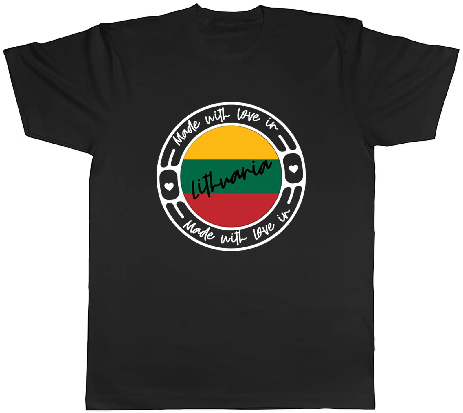 Made With Love In Lithuania Country Mens Unisex T-Shirt Tee Gift XS