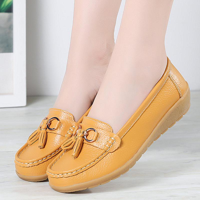 Fashion Women Flats Genuine Leather Casual Nurse Shoes Moccasins Ballet Flats Footwear Women Shoes Retro Plus Size Shoes Female