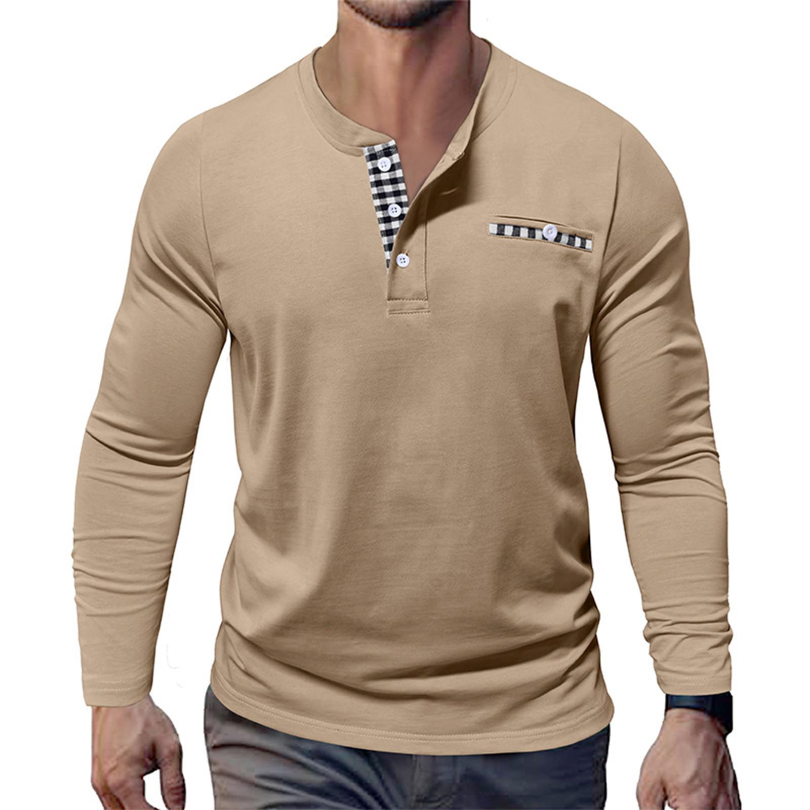 

Мужская трикотажная рубашка в уличном стиле, повседневная и модная, с длинными рукавами S хаки