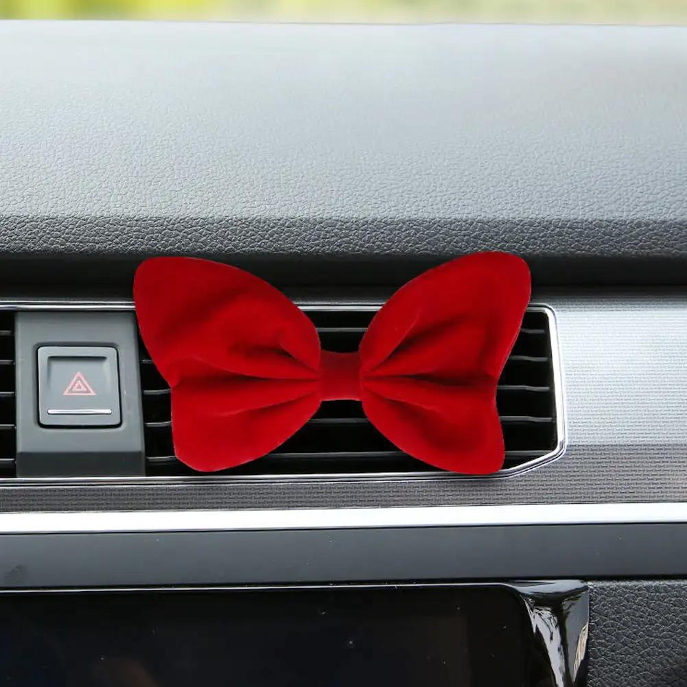 

Cute Fashion Red Bow Car Ornaments Light Luxury Style Suede Fabric Car Interior Decoration Kawaii Car Accessories Auto Styling