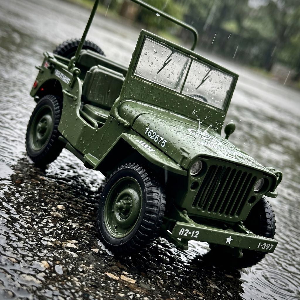 1:18 Willys MB US Army WWII Military Jeep 4WD Military Off-road Command Vehicle Alloy & Simulation Car Model Diecasts Metal Gift