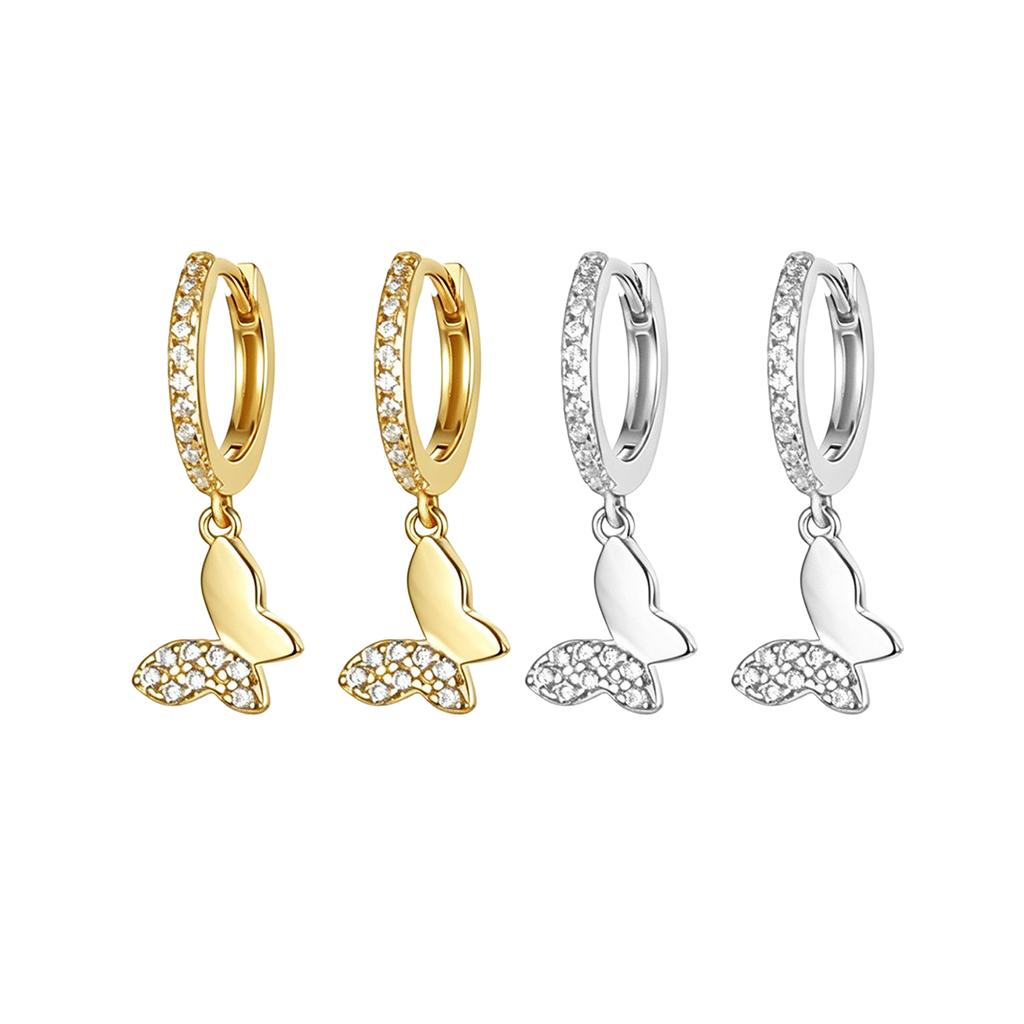 925 Sterling Silver Huggie Hoop Earrings Cactus Diamond Zircon Classic Gold Plated for Women for Weddings or Gifts