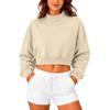 Mock Neck Sweatshirts Womens Fall Oversized Turtleneck Long Sleeve Cropped Pullover Winter Casual Loose Fit Cute Tops