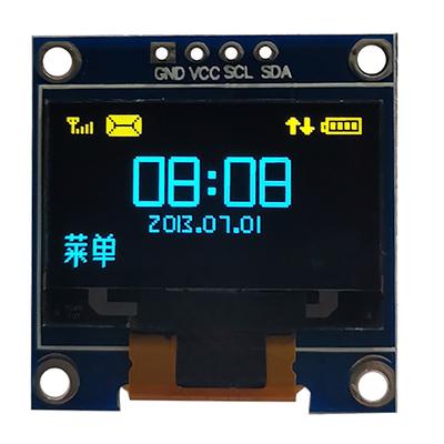 Pantalla LED Orgánica de 0.96 pulgadas de Doble Color Amarillo Azul 3.3V 5V Módulo de Pantalla LED Orgánica IIC I2C