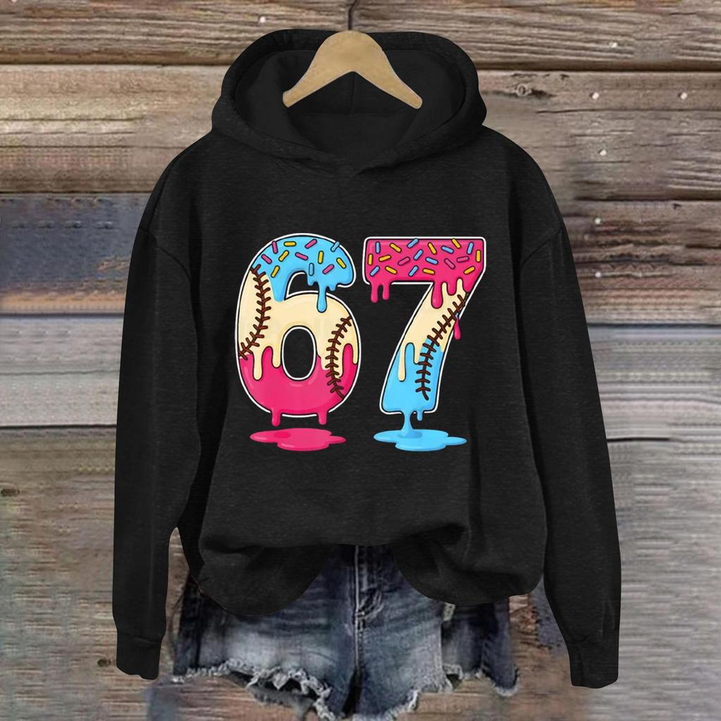 Women's Fashionable Casual Long-Sleeved Printed Hooded Sweatshirt