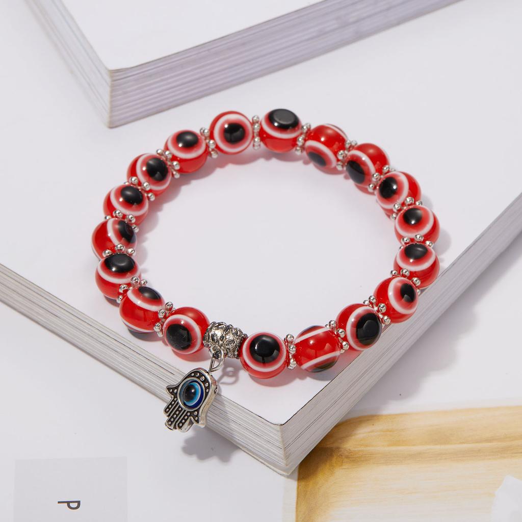 Lucky Turkish Evil Eye Beaded Bracelet 2026 New Design Colorful Eyes Fatima Hand Pendant Bracelets For Women Men Couple Jewelry