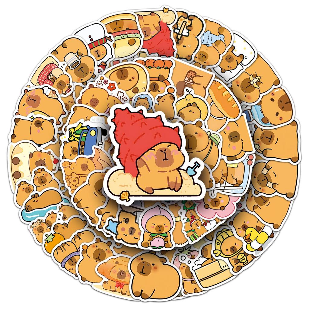 100 Capybara Animal Pattern Stickers for Laptops, Luggage, and Water Bottles