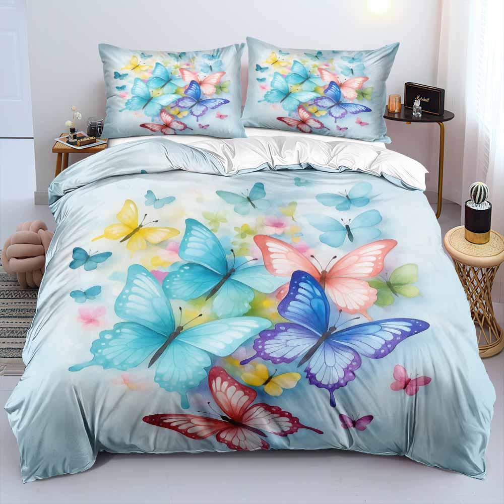 2/3pcs bedding set Digital Print Comfortable Duvet Cover for Home Bedroom Decoration, 1 Duvet Cover and 2pillowcase with Zippers