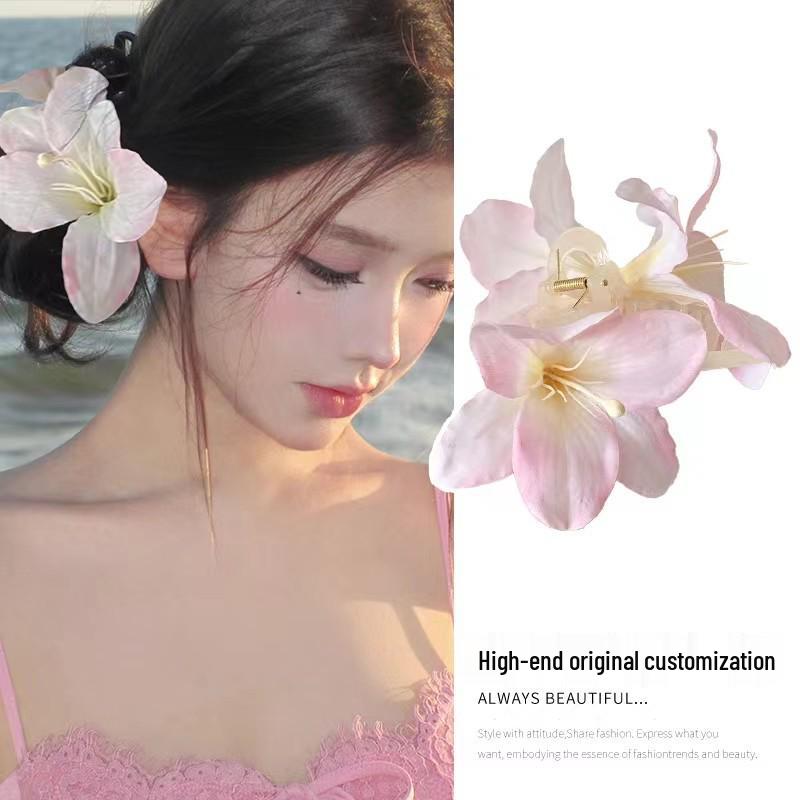 Korean High-End Acrylic Flower Hair Clip for Women - Large Shark Clip for Voluminous Styles