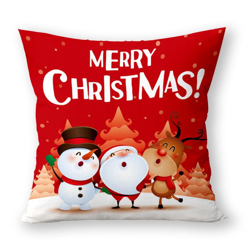 Christmas Pillow Super Soft Printed Christmas Santa Claus Cushion Festive Square Waist Pillow Case