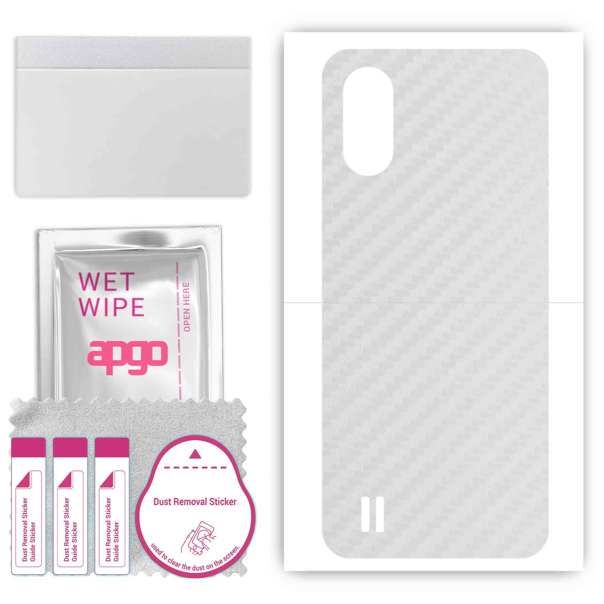 

apgo Protective Skin Sticker for the back compatible with ZTE Blade A33s, Wrap Film, Foil, Vinyl - Pattern Transparent Carbon