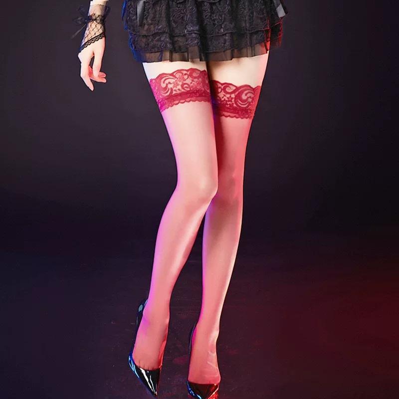 Oversized Fat Ladies Floral Lace Sheer Thigh High Tights Socks Elastic Comfort Sexy Transparent Stocking Fashion Female Footwear