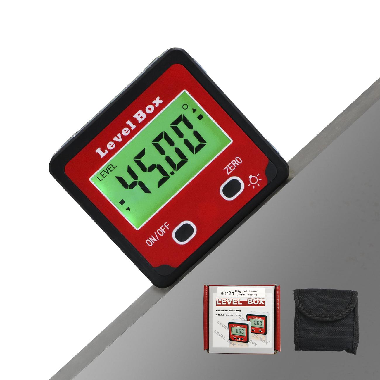 Digital Angle Finder Gauge Protractor Level Tool - Magnetic Base, Backlit LCD Display, for Carpentry, Home Improvement 2 buttons protractor