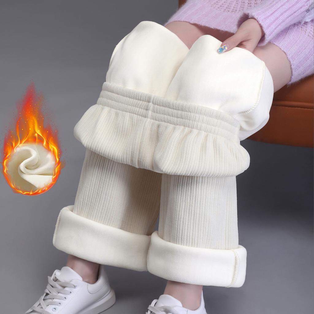 Winter Neue frauen Verdickt Casual Lose Breite Bein Plüsch Warme Hosen