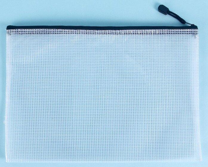 Multipurpose Student Supplies PVC Mesh Pouch Clear Mesh Stationery Organizer Smooth Zipper File Document Bag