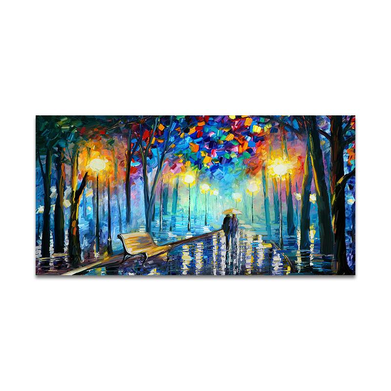 Moderne Bunte Abstrakte Leinwanddrucke Kunst Regnerische Gartenlandschaft Poster Bild Wandkunst Malerei für Wohnzimmer Schlafzimmer