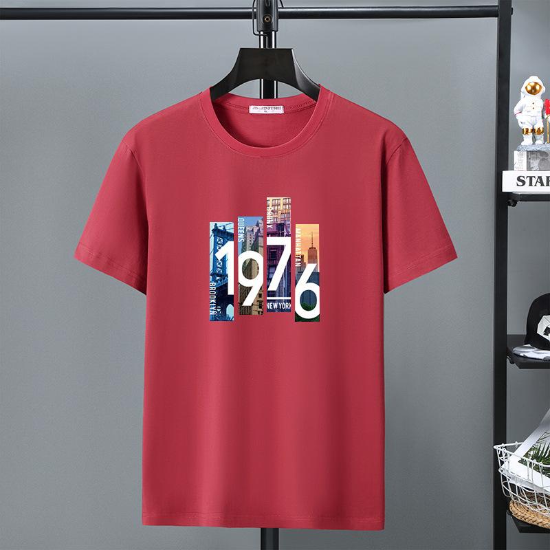 Summer Short Sleeve T-Shirt Men'S Crew Neck Student Loose Bottom Shirt Fattened Large Size Trend T-Shirt