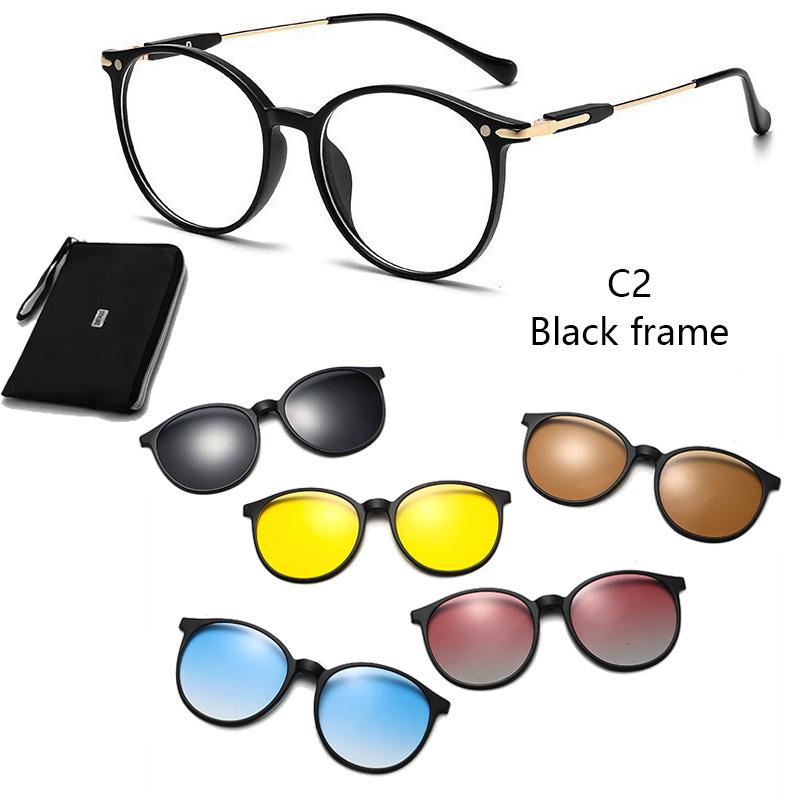Myopia TR90 Frame Fashion Ladies Black Polarized Clip Sunglasses Magnetic Suction a Variety Clip Sets Colorgul Clips Goggles