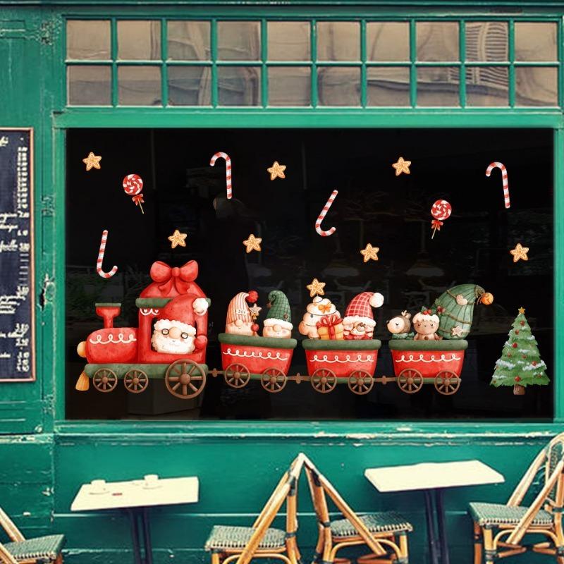 1PCS Christmas Train Holiday Window Decoration Wall Sticker for Living Room Decoration Wall Decal20*30CM
