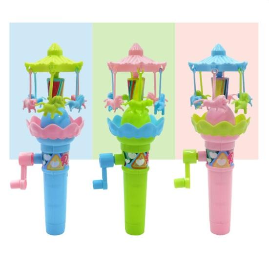 Interactive Glowing Carousel Toy Develop Hand Strength with Manual Joystick Rotates Lights Up Toy for Babies