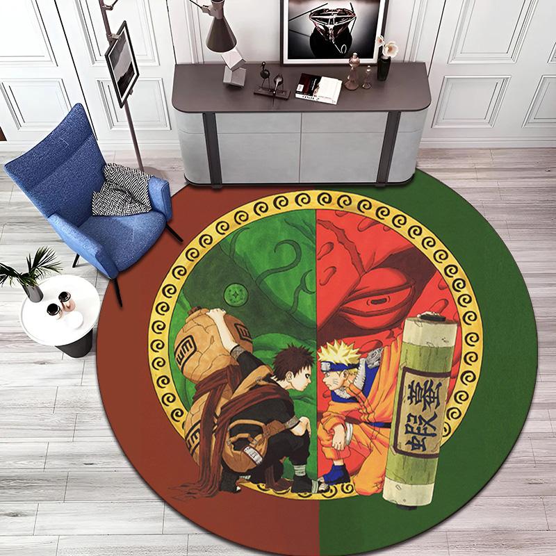 Famous Cartoon NARUTO Protagonist Uzumaki Naruto Round Carpet Soft Home Decoration Anti-slip Door Mat Outdoor Picnic Mat Carpet M7