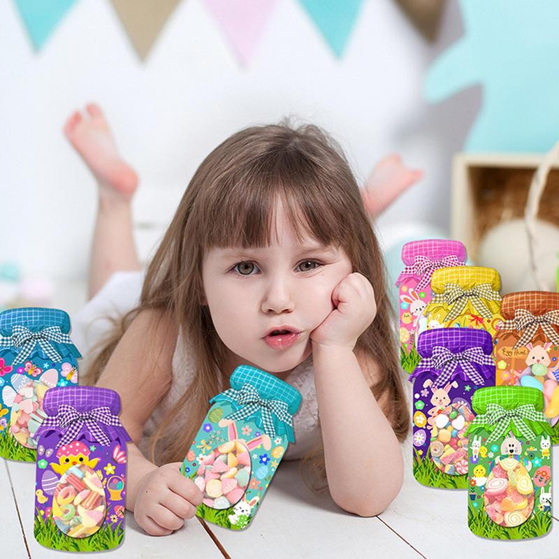 Easter Cards For Kids Bunny Greeting Cards 18 Pieces Candy Cards With Sealing Treat Bag Spring Mason Jar Party Favors Spring