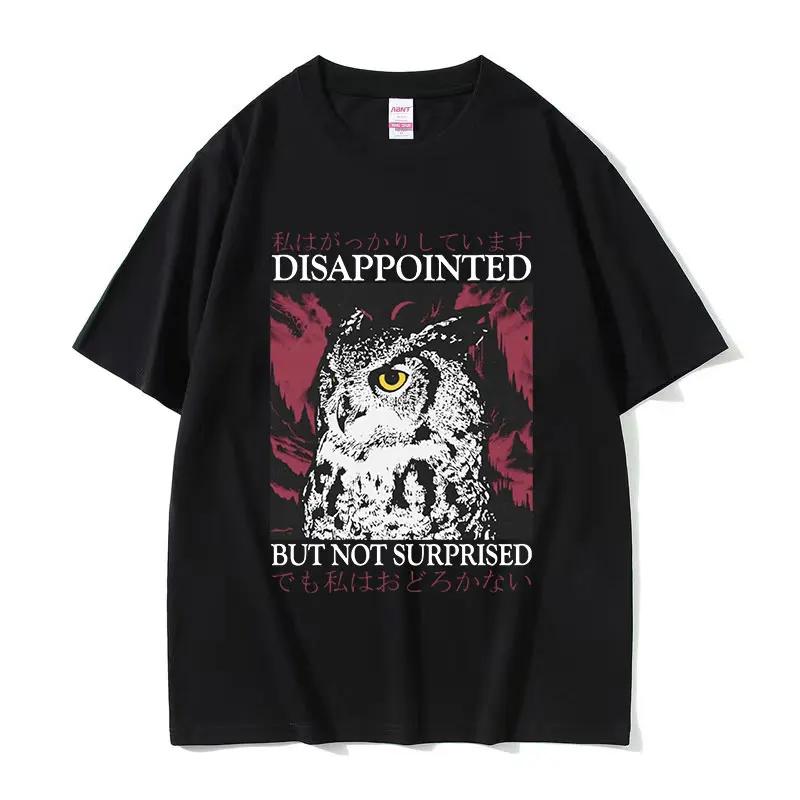 

Japanese Disappointed Owl Funny Graphic T Shirts Men Women O-Neck High Quality Fashion T-shirt Tops Cotton Oversized Tshirt 4XL