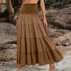 Tiered A Line Skirt Women Forest Fairy Pockets Patchwork Long Dress Elastic Waist Vintage Hippie Gypsy Maxi Skirt
