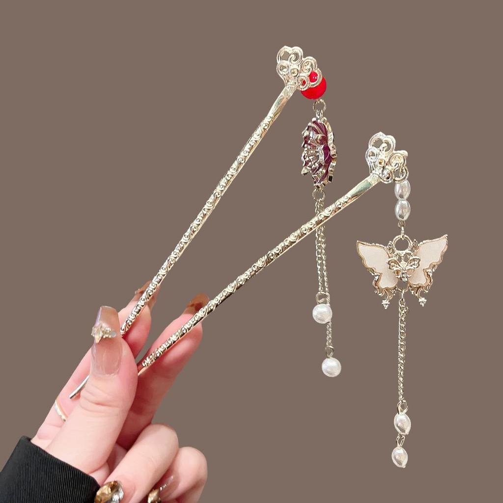 Ancient Hanfu Style Pearl Tassel Lily of the Valley Hairpin for Women