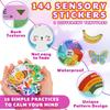 144 Pcs Calm Anxiety Sensory Stickers Textured Sensory Strips Stickers Mindfulness Relief Mental Health Rainbow Apple Animals Anxiety Relief for