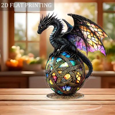 Drakenbeeld Levendige Kleur Hars Drakensculptuur Mythisch Wezen Ornament Gotische Stijl Fantasy Decor