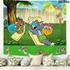 Mouse Cat Cartoon Wall Tapestry Aesthetic Wall Hanging Printed Fabric Blanket Decorative Tapestries for Bedroom Living Room Home Decor
