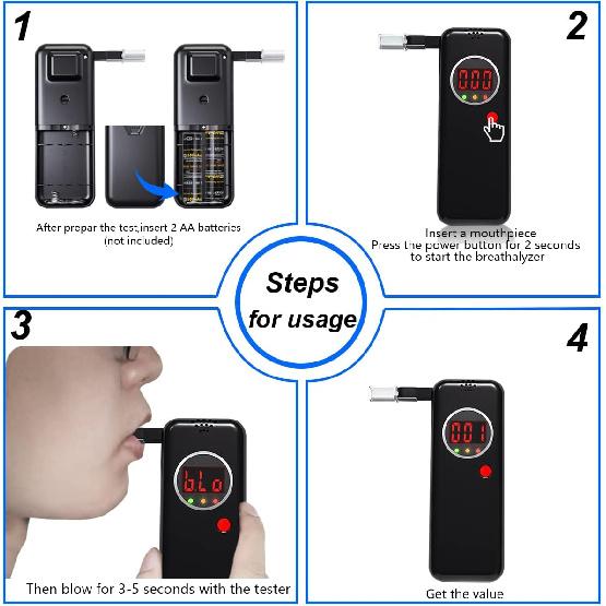 Breathalyzer,High-Accuracy Professional Alcohol Tester with 10 Mouthpieces,LCD Digital Display Alcohol Tester for Personal & Professional