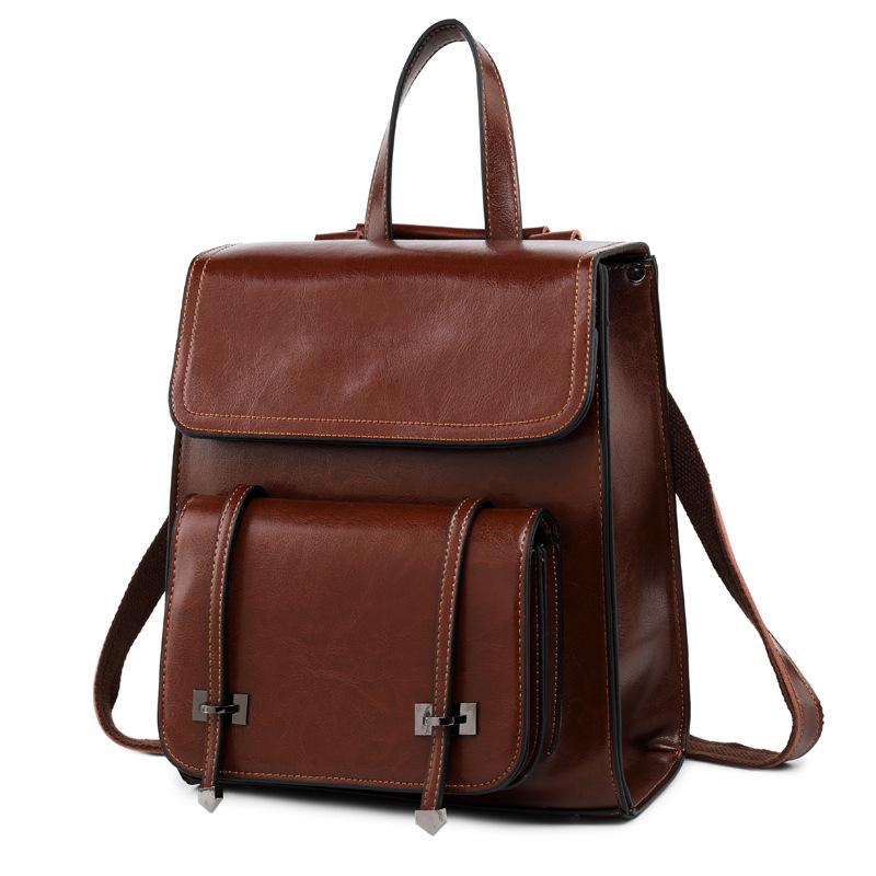 Women Backpack Cross Body Laptop Bag Genuine Leather Book School Girls Female Cowhide Rucksack Shoulder Messenger Bags Backpacks
