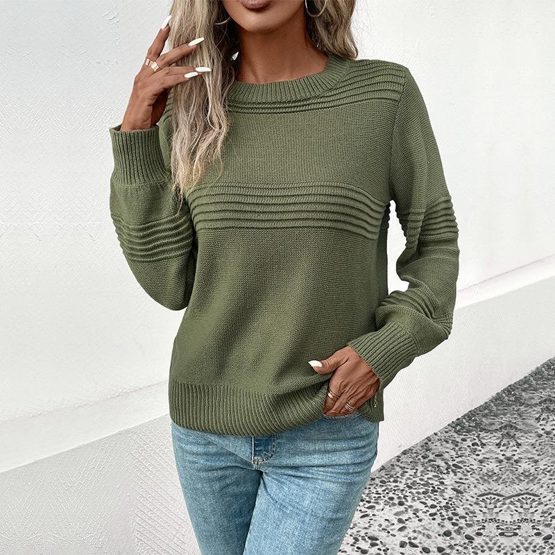Autumn Long Sleeve Casual Pullover Women's Sweater Solid Round Neck Soft Warm Knitted Sweaters Women Winter Clothing Elegant Knitwears Tops 24705