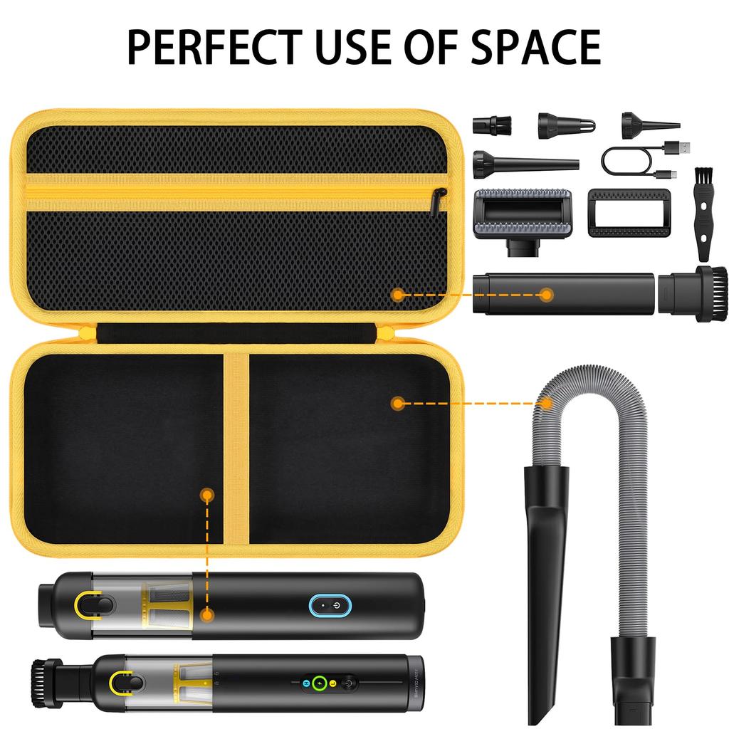 (Case Only) Fanttik Slim V8 Apex/Mate Handheld Vacuum Cleaner, Car Vacuum Cleaner, Home Keyboard Storage Case, Yellow Zipper - Aenllosi