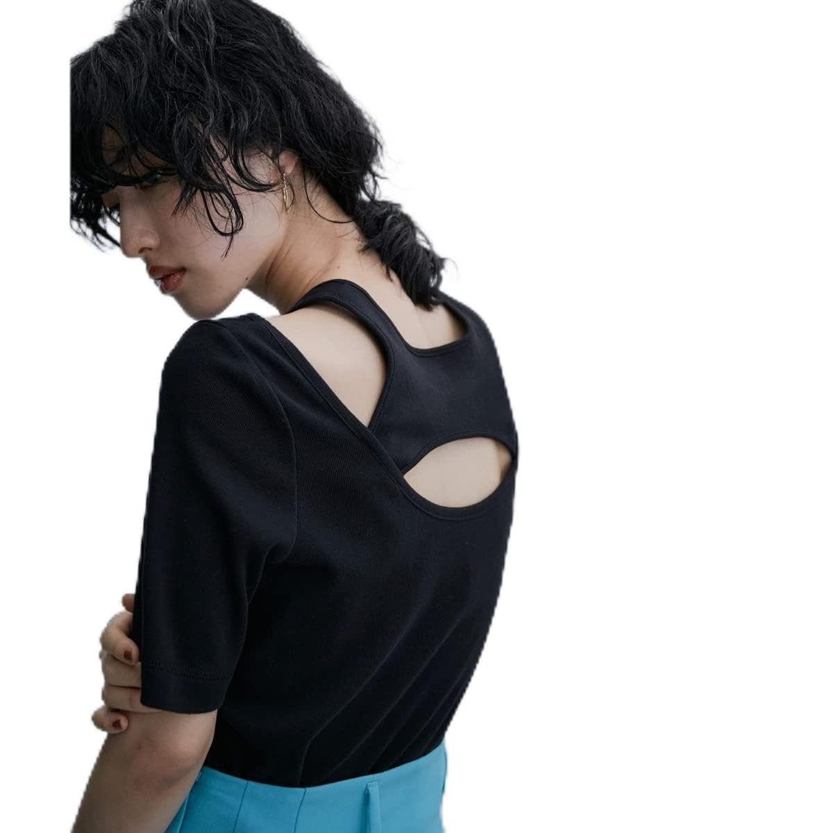 

et Rope Pullover Design Layered Pullover Black [Adam Femme] Women s (01)