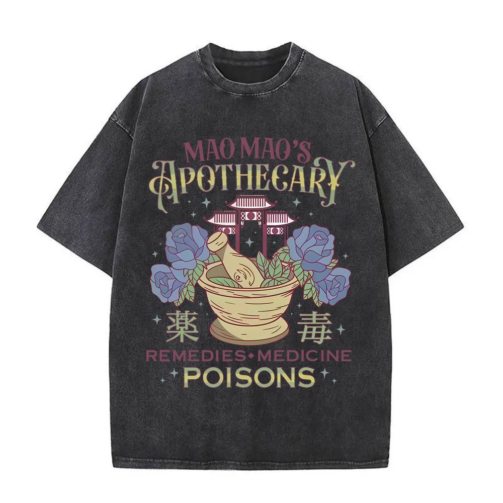 Anime The Apothecary Diaries Maomao Washed Vintage T Shirt Men Women Kawaii Cute Funny Short Sleeve T-shirts Streetwear Unisex