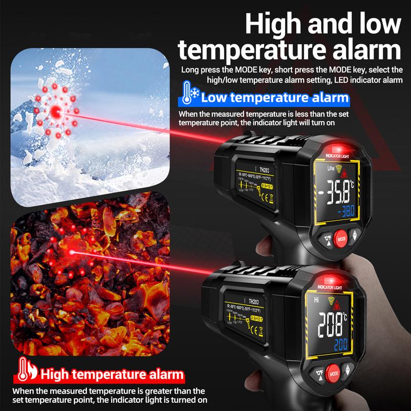 Infrared Thermometer Non-contact Temperature Sensing Gun -50°C to 600°C (-58°F~1112°F) with Adjustable Emissivity for Car