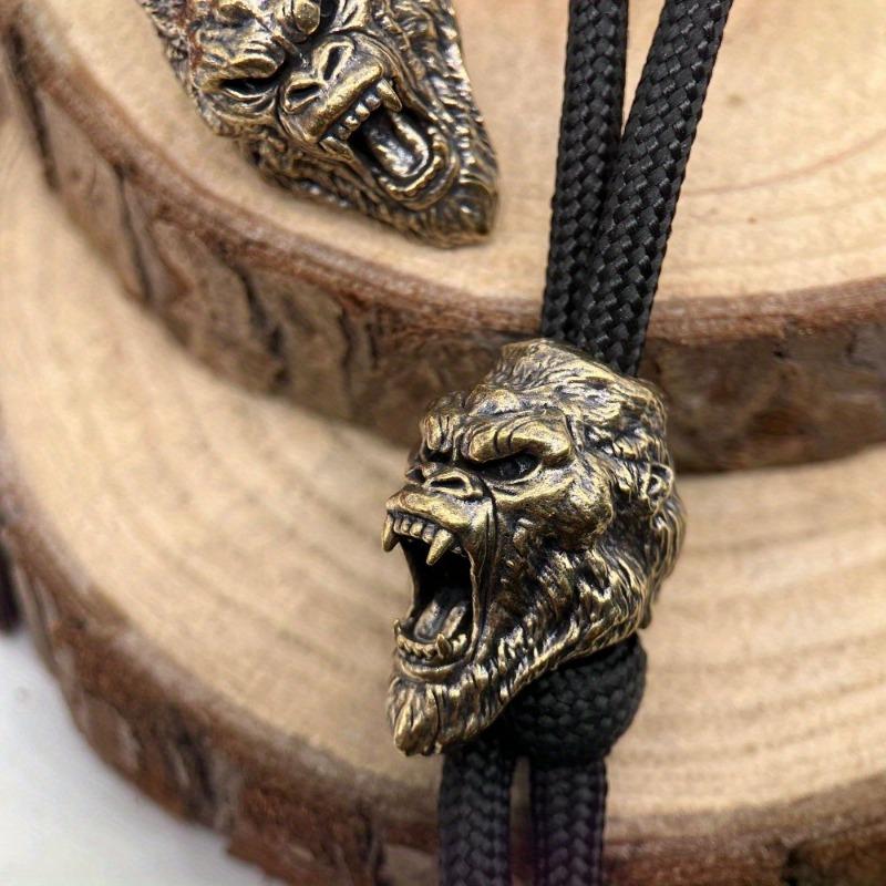 Roaring Gorilla Brass Knife Bead EDC Outdoor DIY Accessories Woven Lanyard Pendant Jewelry Punk Bracelet Charms
