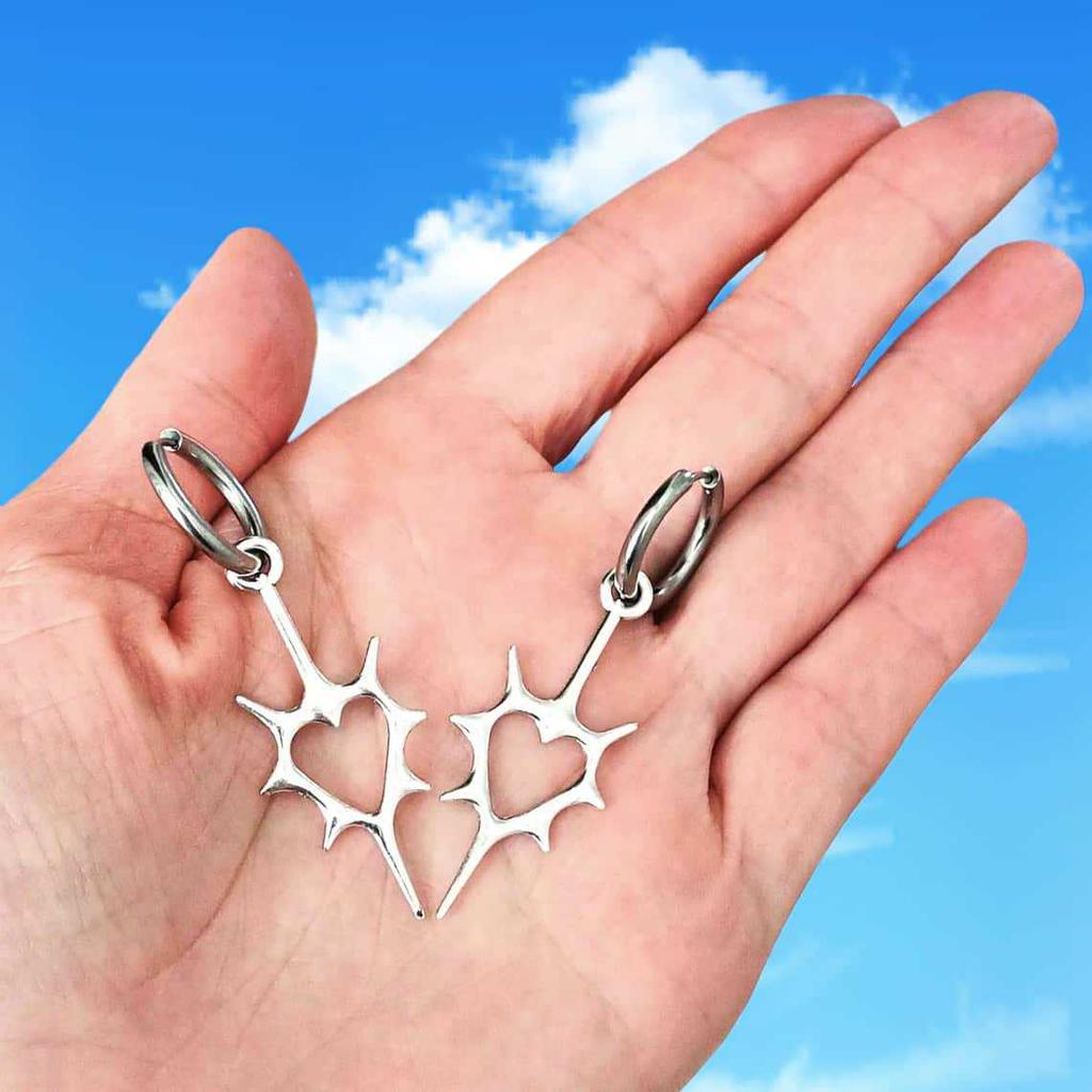 Gothic Heart Shaped Eco Friendly Recycled Pendant Earrings Handmade Jewelry for Women