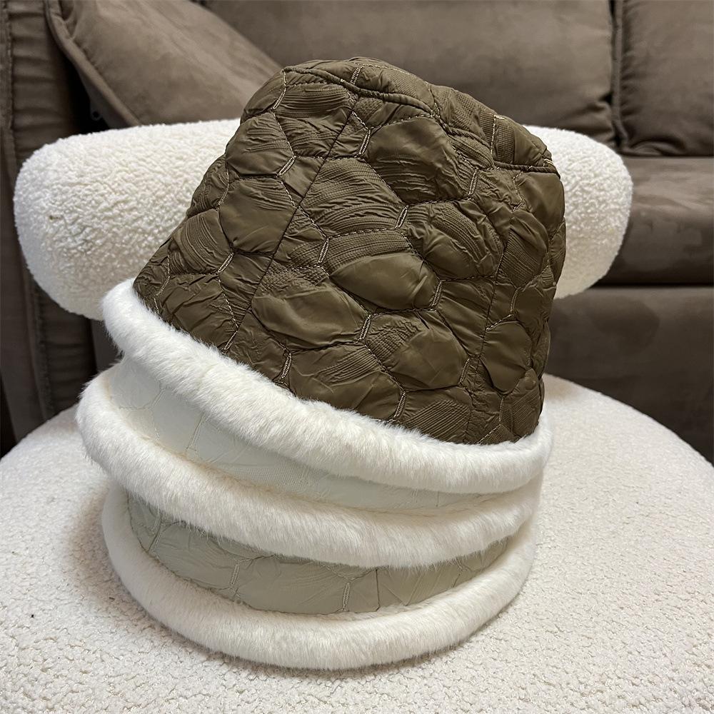 

Autumn and winter fisherman s hat children plush hat warm face small bucket hat fashion basin hat plain face cover Adult average size чорний