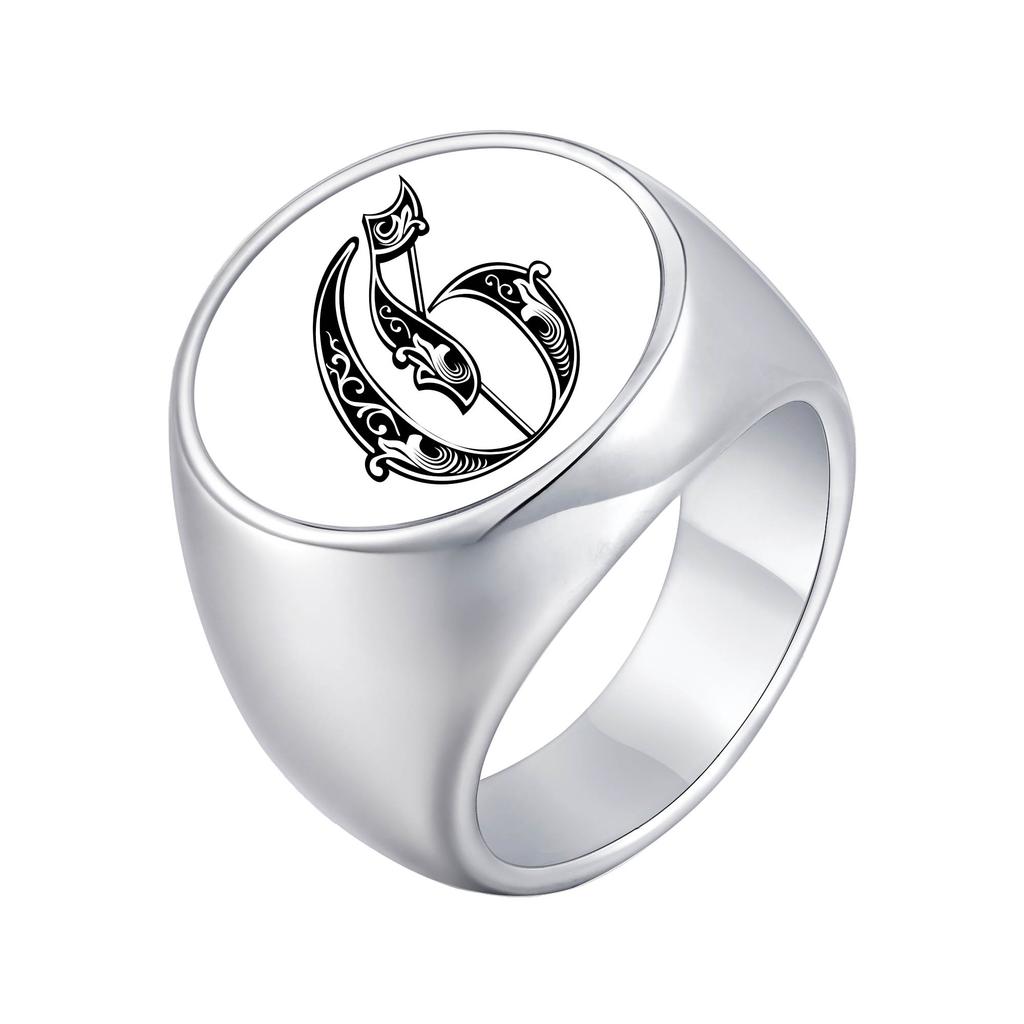 Vnox Personalized Retro Initials Signet Ring for Men, 20mm Wide Band Rings Stainless Steel Letters Custom Jewelry Gifts for Him